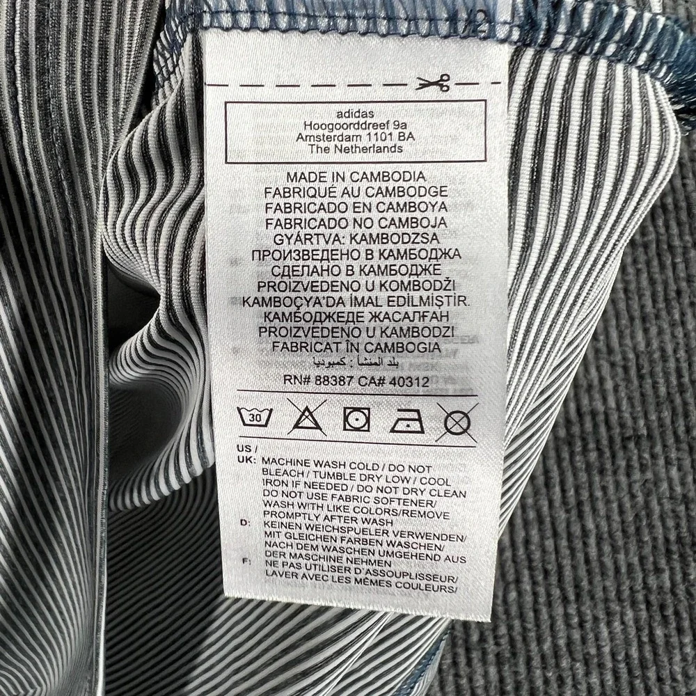 Adidas Shirt Polo Mens Medium Gray Striped Short Sleeve Golf Outdoor Casual